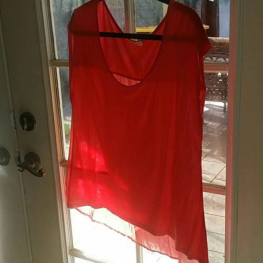 Coral peach high low blouse.